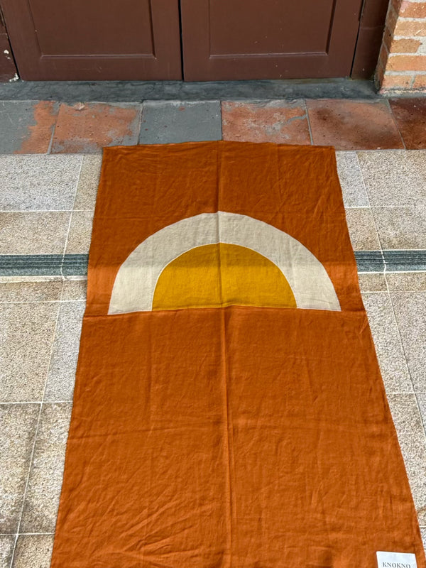 Sunset & Sunrise Hemp Linen Beach & Pool Blankets – Handmade, Two Sizes for Adults & Kids , Earth Tone Color Block