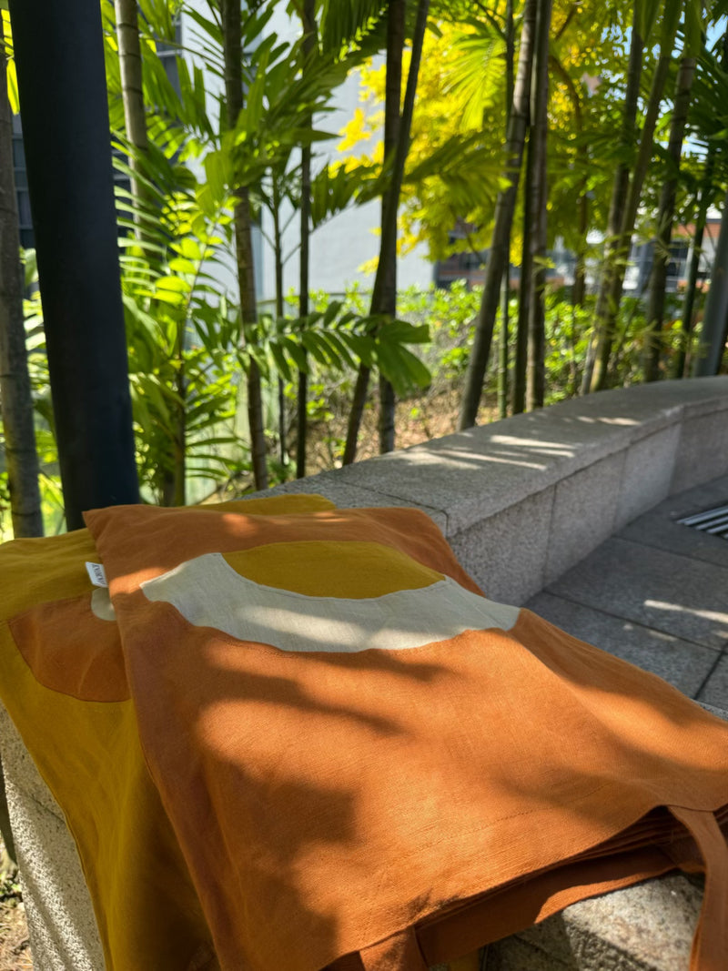 Sunset & Sunrise Hemp Linen Beach & Pool Blankets – Handmade, Two Sizes for Adults & Kids , Earth Tone Color Block