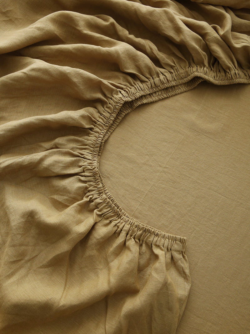100% Hemp Fitted Sheet |  Olive