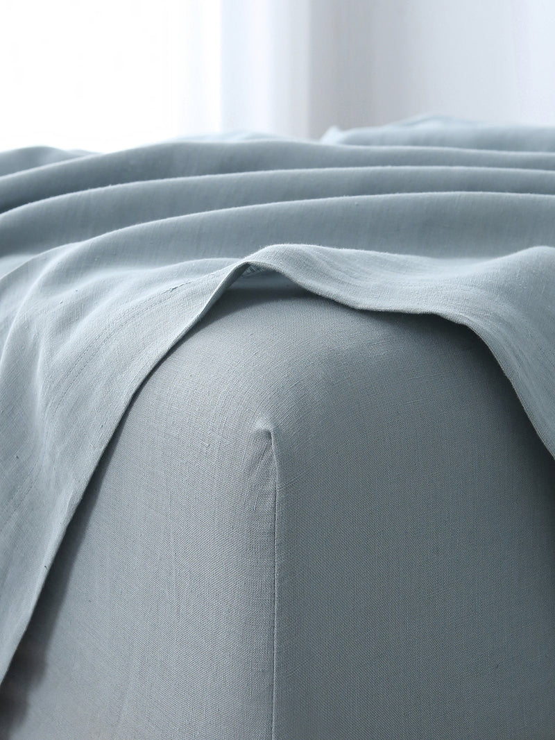 100% Hemp Fitted Sheet | Stone Blue