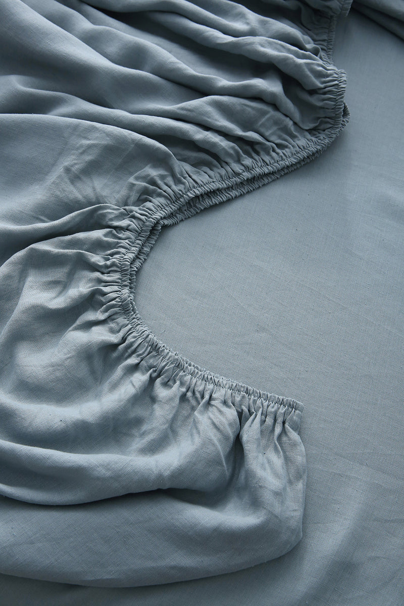 100% Hemp Fitted Sheet | Stone Blue