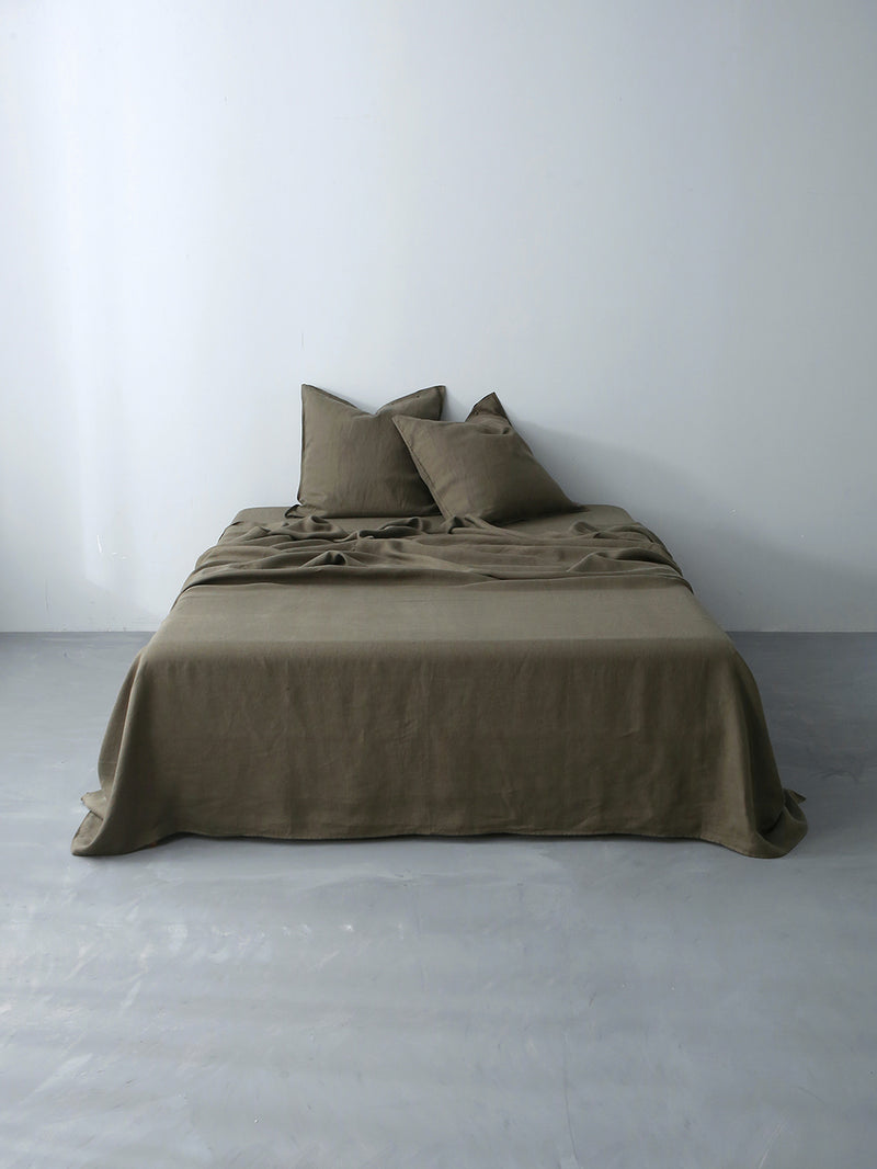 100% Hemp Europa Button Pillowcases Set (Of Two) | Moss Green