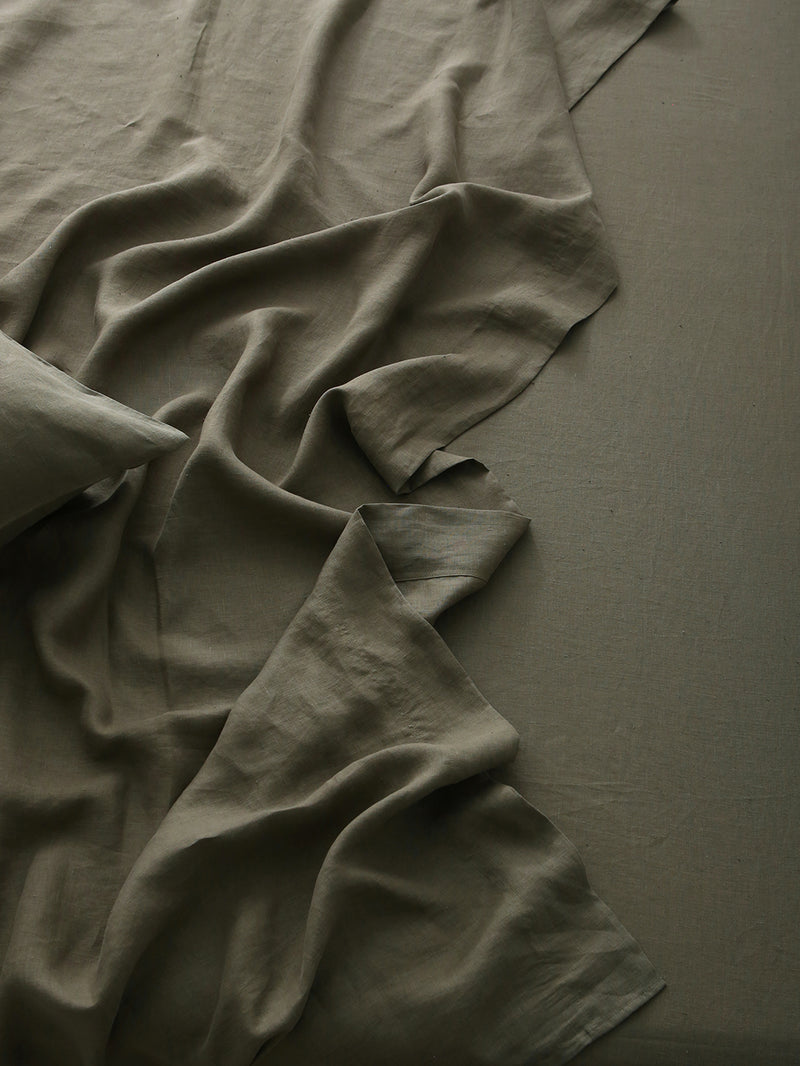 100% Hemp Flat Sheet | Moss Green