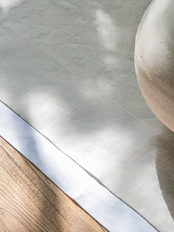 Duotone Hemp Table Runner | White & Oatmeal