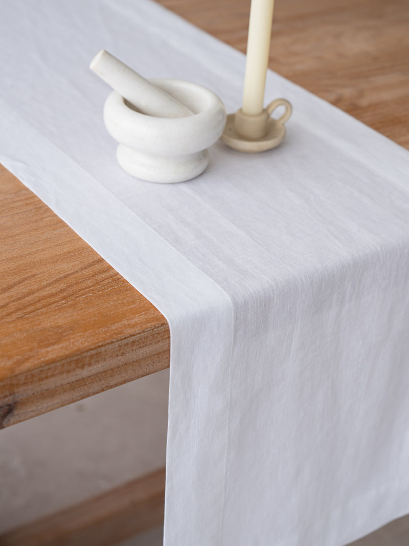 Organic Hemp Table Runner – 185gsm Thick, Durable & Natural, Perfect for Dining, Holiday, and Seasonal Decor | White