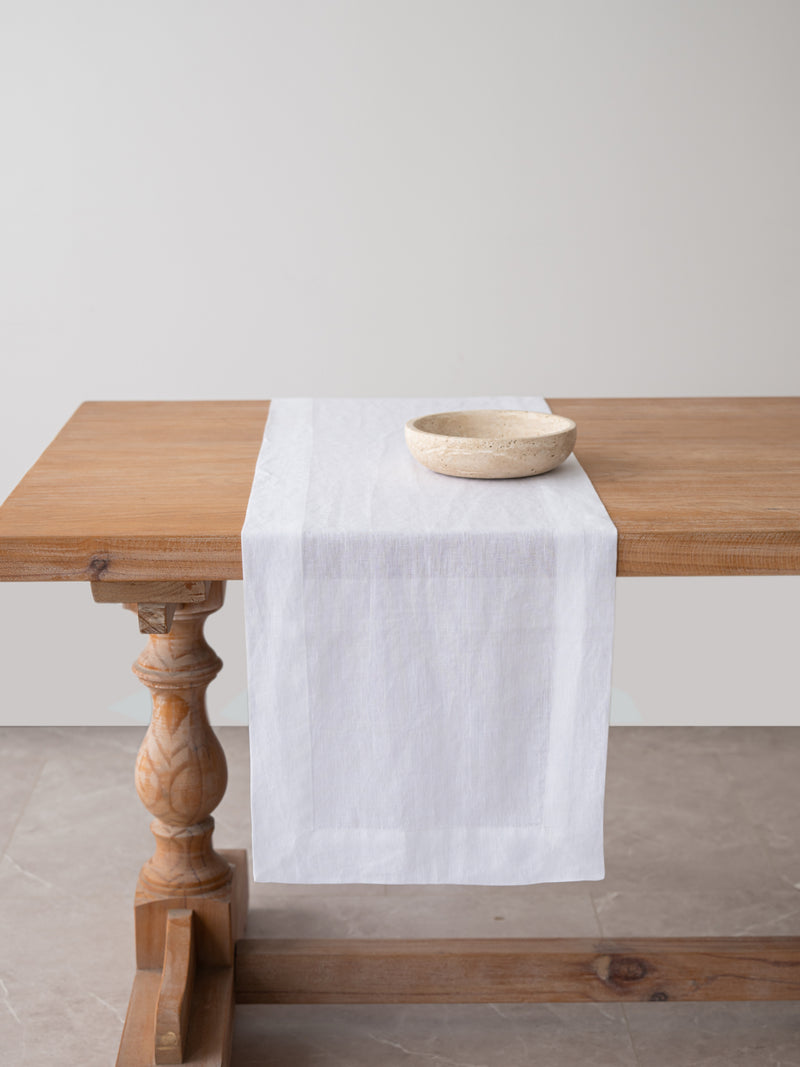 Organic Hemp Table Runner – 185gsm Thick, Durable & Natural, Perfect for Dining, Holiday, and Seasonal Decor | White