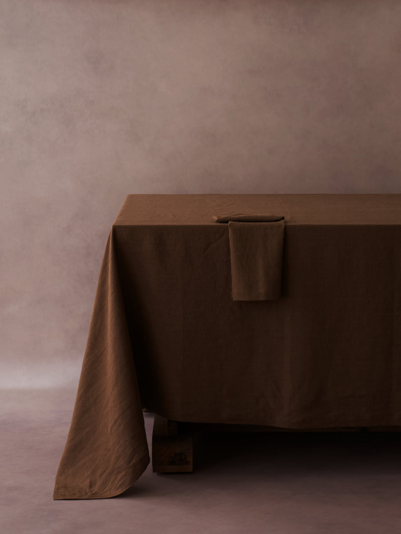 100% Organic Hemp Tablecloth | Chocolate Brown