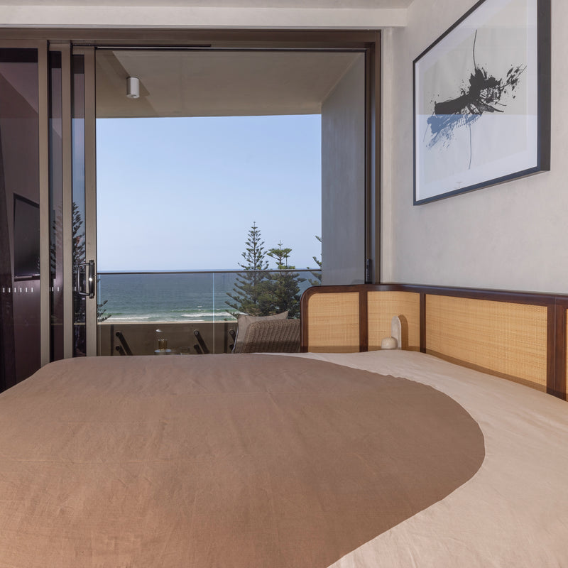 100% Organic Hemp Bedcover |  Chocolate & Peach (King / Queen)