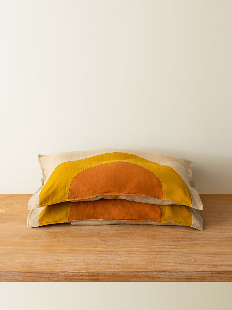 Terra Rainbow Hemp Pillowcases | Sand & Curry & Paprika