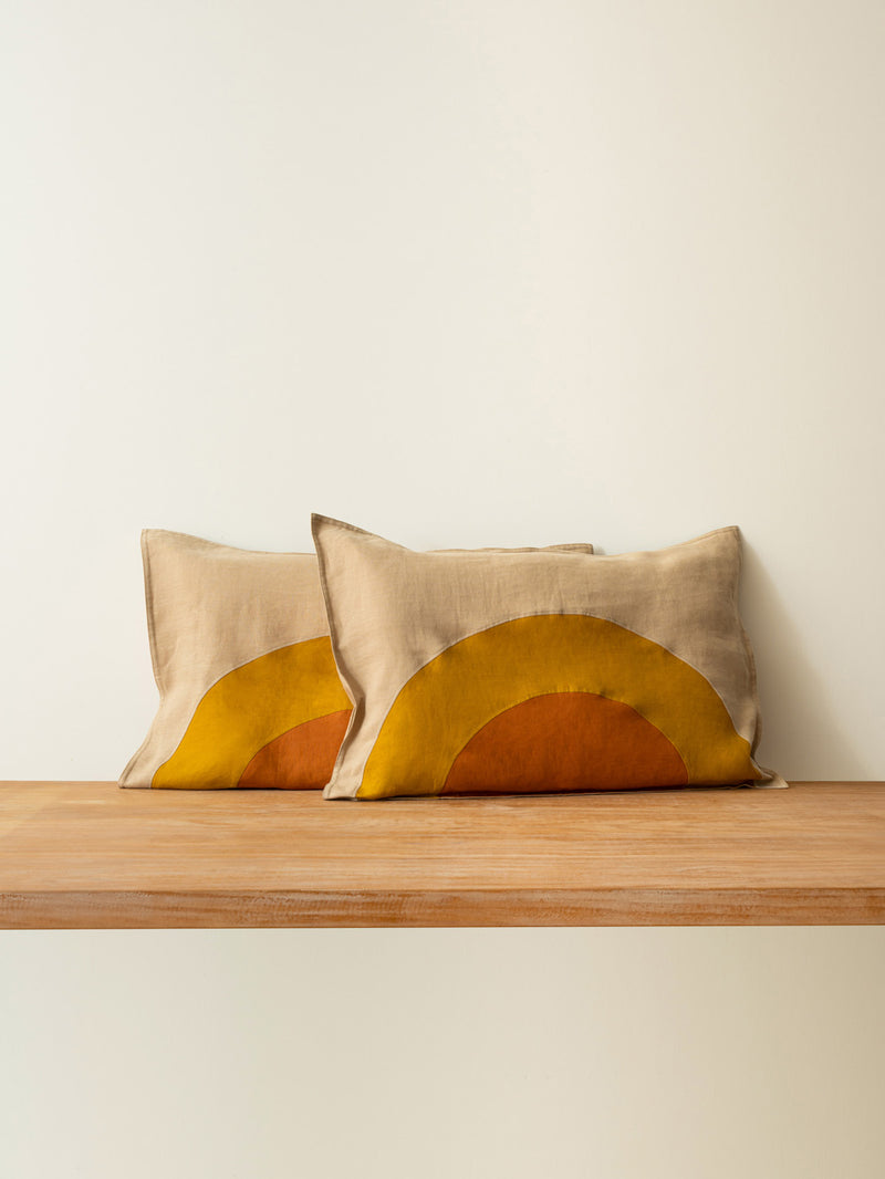 Terra Rainbow Hemp Pillowcases | Sand & Curry & Paprika